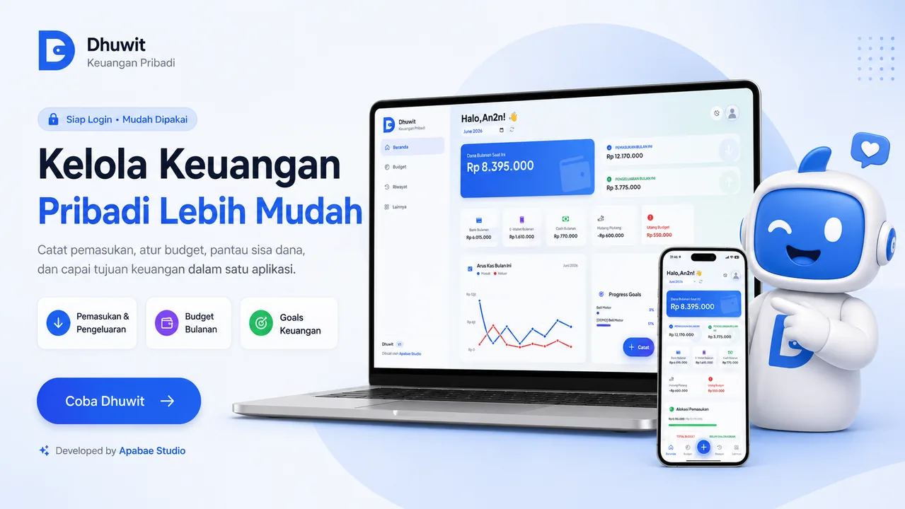 Tampilan aplikasi keuangan Dhuwit
